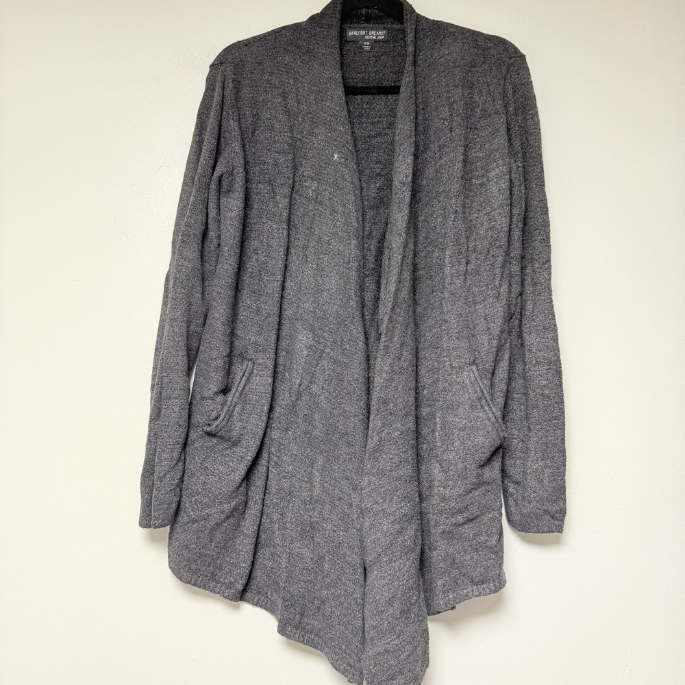 Barefoot Dreams Cardigan Women S/M Gray Excellent CozyChic Lite Open Front